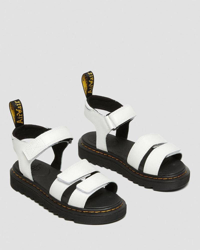 Dr Martens Junior Klaire Leren Riemen Sandalen Kinderen Wit | NL 106AHK